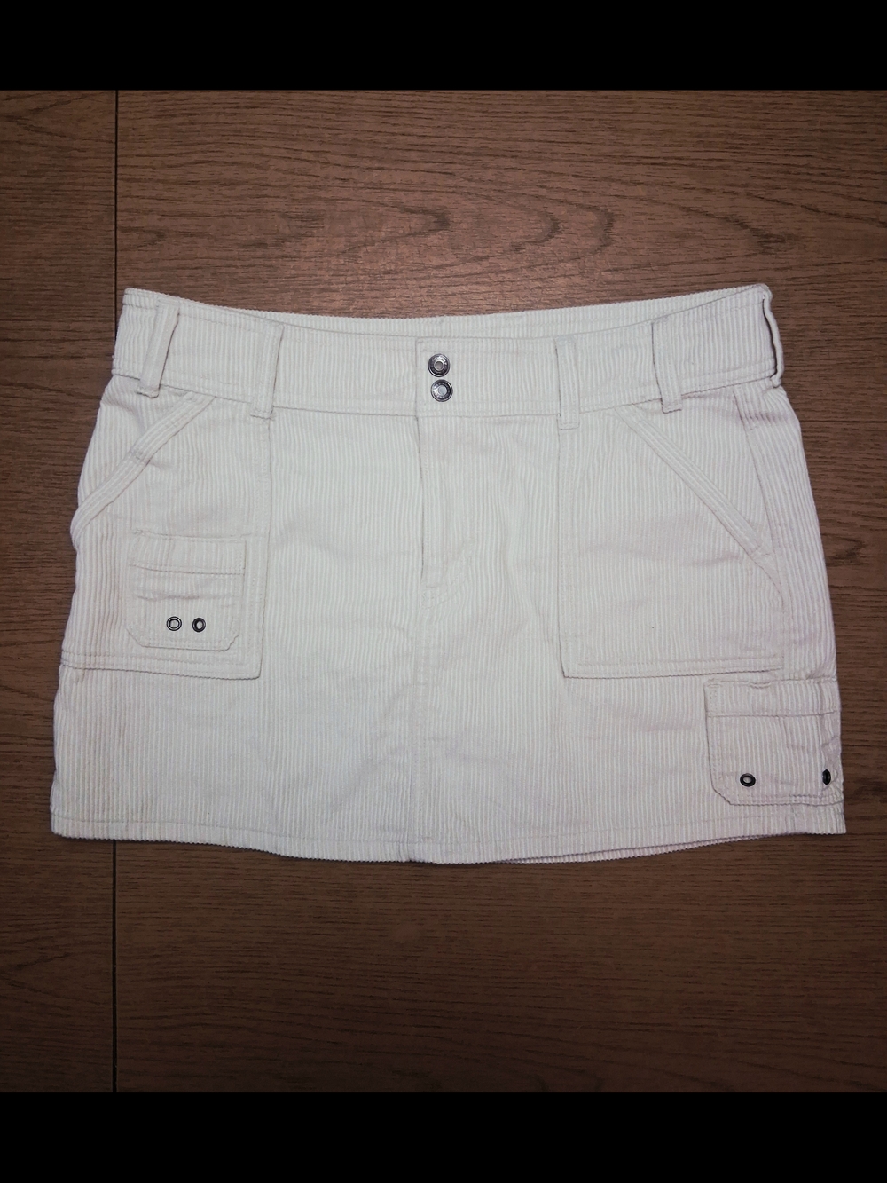 Old Navy Cream Corduroy Mini Skirt with Cargo Pockets